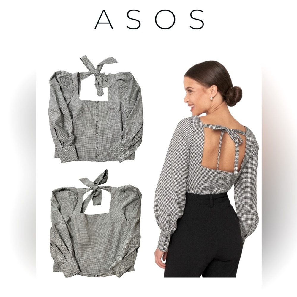 ASOS DESIGN | White and Black Checkered Long Sleeve